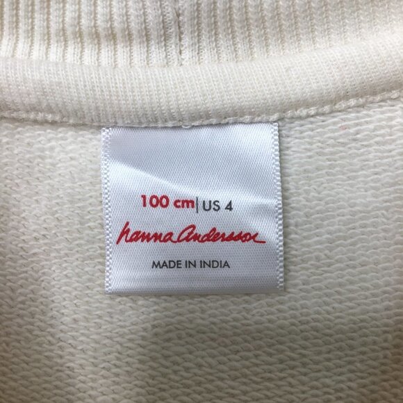 Hanna Andersson Little Girl Off White Floral Sweatshirt Top Size 4 Embroidered - Picture 12 of 12